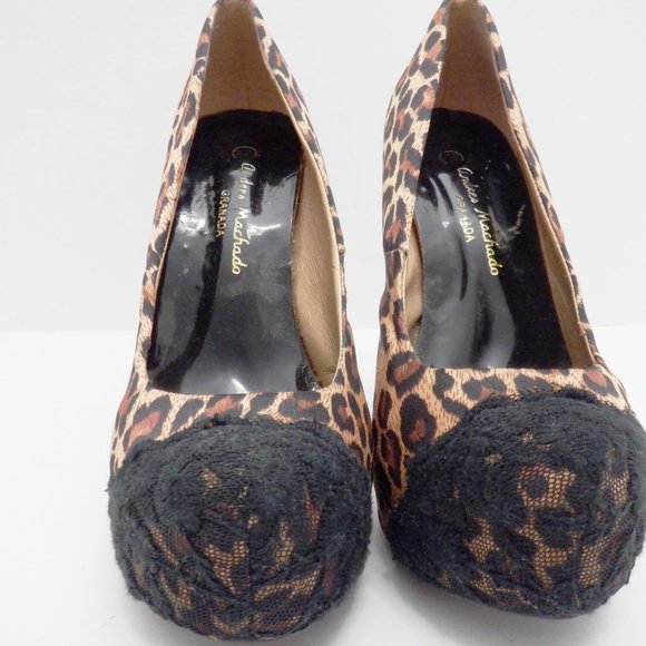ANDRES MACHADO Brown and Tan Leopard Pattern High Heels, Size 3 (approx.) - Picture 6 of 13